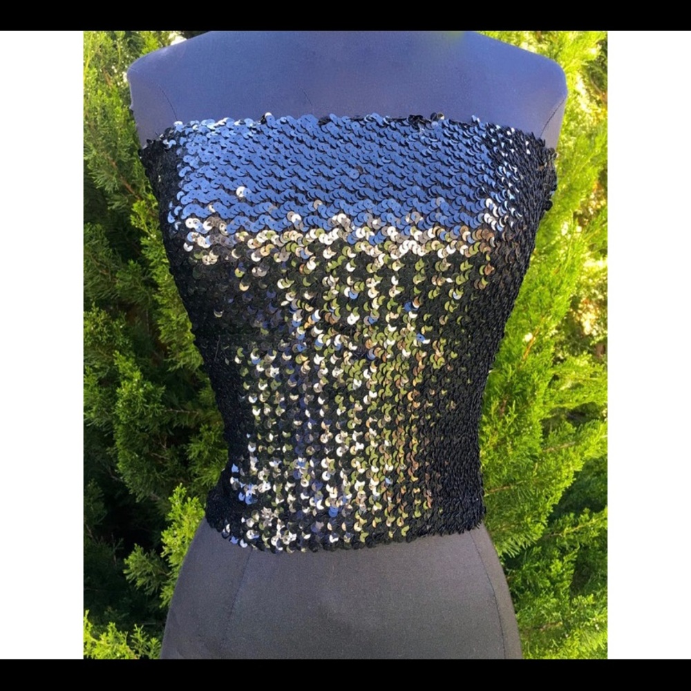 Vintage Tube Top Black SEQUIN SO CUTE